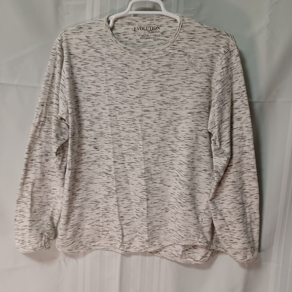 Evolution In Design Mens XL Long Sleeve‎ T-Shirt Grey Space Dye Cotton Crewneck